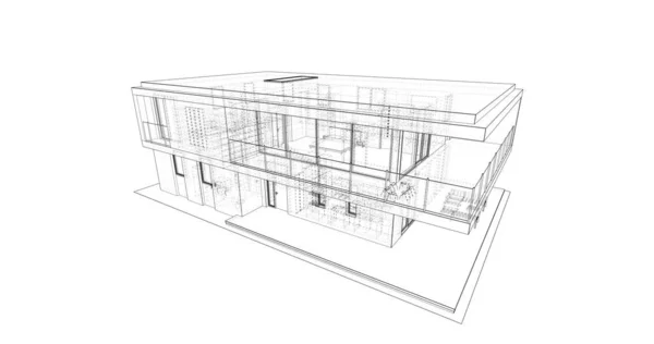 Architecture Illustration Conception Plan Construction Bâtiment — Photo
