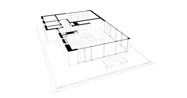 建筑施工规划的三维建筑图解设计 — 图库照片