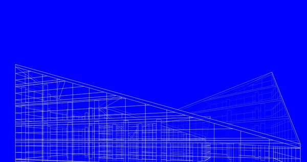 Elvont Rajzvonalak Építészeti Képzőművészetben Minimális Geometriai Formák — Stock Fotó