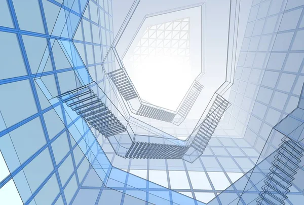 Mimari sanat konseptinde soyut çizgiler, minimum geometrik şekiller. 