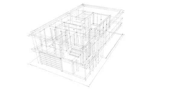 Projeto Ilustração Arquitetura Plano Construção Edifício — Fotografia de Stock