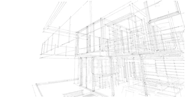 建築計画の3D建築イラストデザイン — ストック写真