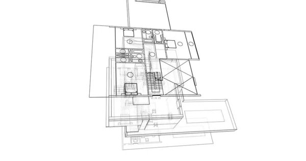 Astratto Sfondo Architettonico Sfondo Digitale — Foto Stock