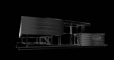 Mimari sanat konseptinde soyut çizgiler, minimum geometrik şekiller. 