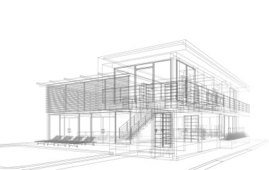 Mimari sanat konseptinde soyut çizgiler, minimum geometrik şekiller. 