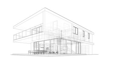 İnşaat planının 3B mimari tasarımı