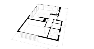 İnşaat planının 3B mimari tasarımı