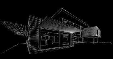 Mimari sanat konseptinde soyut çizgiler, minimum geometrik şekiller. 