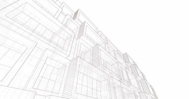 Mimari sanat konseptinde soyut çizgiler, minimum geometrik şekiller. 