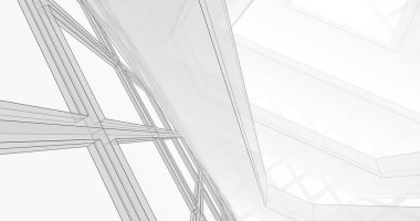 Mimari sanat konseptinde soyut çizgiler, minimum geometrik şekiller. 