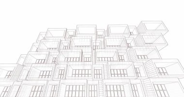 Mimari sanat konseptinde soyut çizgiler, minimum geometrik şekiller. 