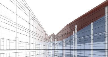 Mimari sanat konseptinde soyut çizgiler, minimum geometrik şekiller. 