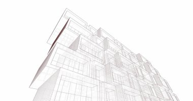 Mimari sanat konseptinde soyut çizgiler, minimum geometrik şekiller. 