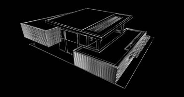 Mimari sanat konseptinde soyut çizgiler, minimum geometrik şekiller. 