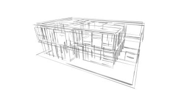 İnşaat planının 3B mimari tasarımı