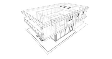İnşaat planının 3B mimari tasarımı
