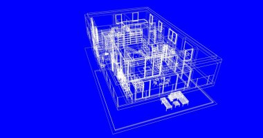 İnşaat planının 3B mimari tasarımı