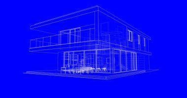 İnşaat planının 3B mimari tasarımı