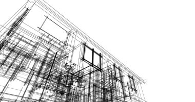 İnşaat planının 3B mimari tasarımı