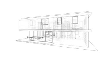 İnşaat planının 3B mimari tasarımı