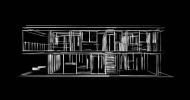 İnşaat planının 3B mimari tasarımı