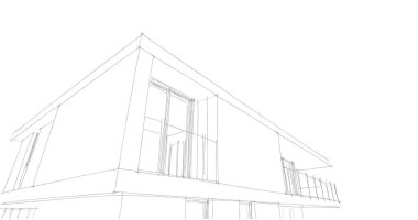 İnşaat planının 3B mimari tasarımı