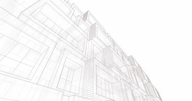 Mimari sanat konseptinde soyut çizgiler, minimum geometrik şekiller. 