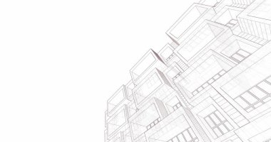 Mimari sanat konseptinde soyut çizgiler, minimum geometrik şekiller. 