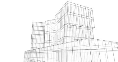 Mimari sanat konseptinde soyut çizgiler, minimum geometrik şekiller. 