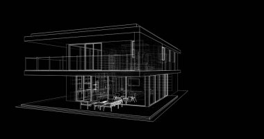 İnşaat planının 3B mimari tasarımı