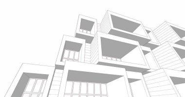 Mimari sanat konseptinde soyut çizgiler, minimum geometrik şekiller. 