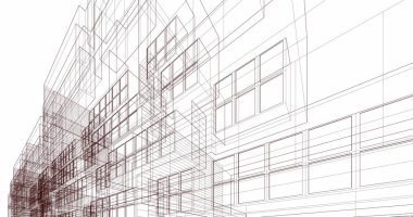 Mimari sanat konseptinde soyut çizgiler, minimum geometrik şekiller. 