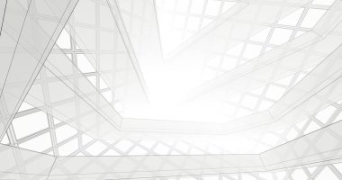 Mimari sanat konseptinde soyut çizgiler, minimum geometrik şekiller. 