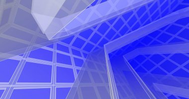 Mimari sanat konseptinde soyut çizgiler, minimum geometrik şekiller. 