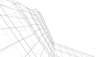 Mimari sanat konseptinde soyut çizgiler, minimum geometrik şekiller. 