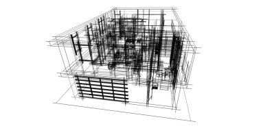 İnşaat planının 3B mimari tasarımı