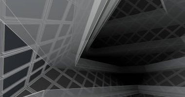 Mimari sanat konseptinde soyut çizgiler, minimum geometrik şekiller. 