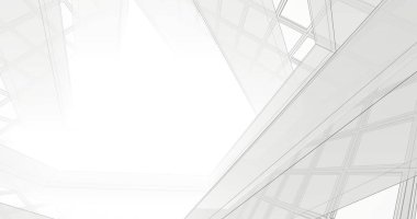 Mimari sanat konseptinde soyut çizgiler, minimum geometrik şekiller. 