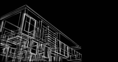 İnşaat planının 3B mimari tasarımı