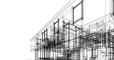 İnşaat planının 3B mimari tasarımı