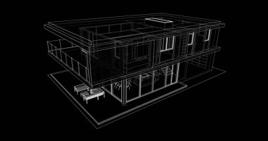 İnşaat planının 3B mimari tasarımı