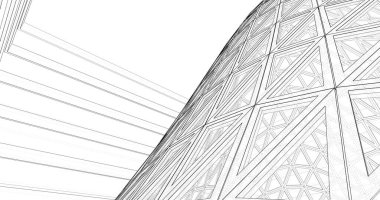 Mimari sanat konseptinde soyut çizgiler, minimum geometrik şekiller. 
