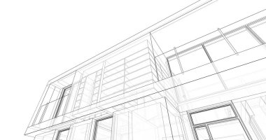 İnşaat planının 3B mimari tasarımı