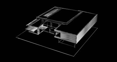 Mimari sanat konseptinde soyut çizgiler, minimum geometrik şekiller. 