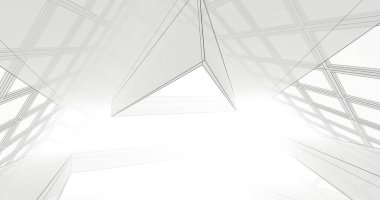 Mimari sanat konseptinde soyut çizgiler, minimum geometrik şekiller. 