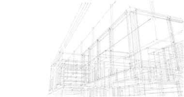İnşaat planının 3B mimari tasarımı