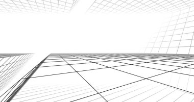 Mimari sanat konseptinde soyut çizgiler, minimum geometrik şekiller. 