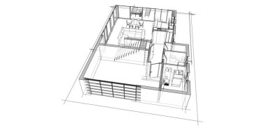 İnşaat planının 3B mimari tasarımı