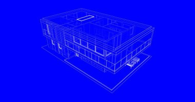 İnşaat planının 3B mimari tasarımı