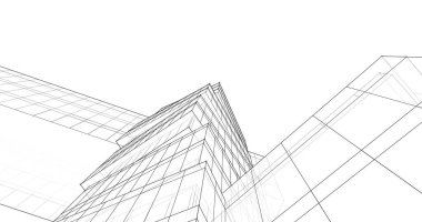 Mimari sanat konseptinde soyut çizgiler, minimum geometrik şekiller. 